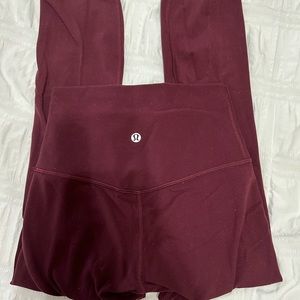 maroon, lululemon leggings